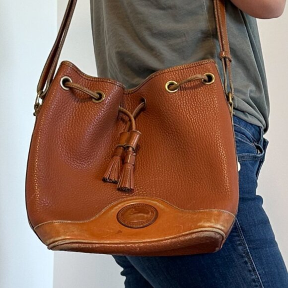 Vintage Dooney & Bourke Pebble Grain Drawstring Purse & Wallet Set in Camel - Picture 3 of 9